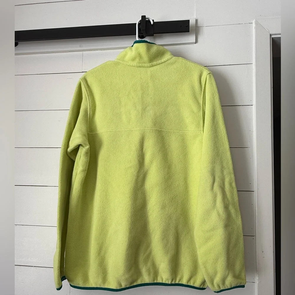 Patagonia Neon Yellow Fleece Pullover with Teal Accents